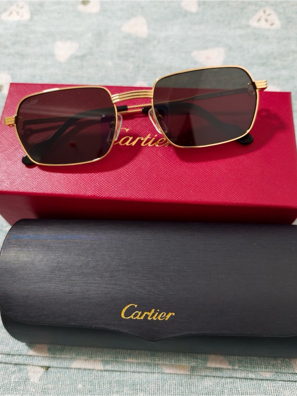 Cartier Men’s Gold Frame Sunglasses with Dark Brown Lenses